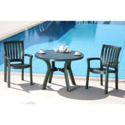42" Green Round Outdoor Patio Dining Table -PatioVibe Shop dpam isp146 gre 3 58843.1683977361