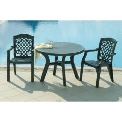 42" Green Round Outdoor Patio Dining Table -PatioVibe Shop dpam isp146 gre 4 10356.1683977362
