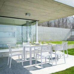 55" White Patio Rectangular Dining Table -PatioVibe Shop dpam isp186 whi 5 50657.1667538908