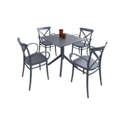 5-Piece Gray Outdoor Patio XL Dining Set