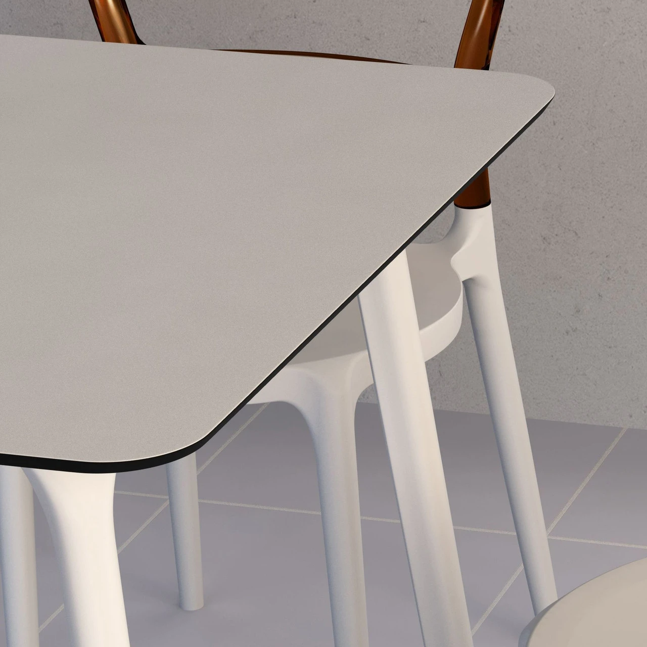 55" White Rectangular Laminated Top Outdoor Patio Dining Table 4 55" White Rectangular Laminated Top Outdoor Patio Dining Table - Image 4