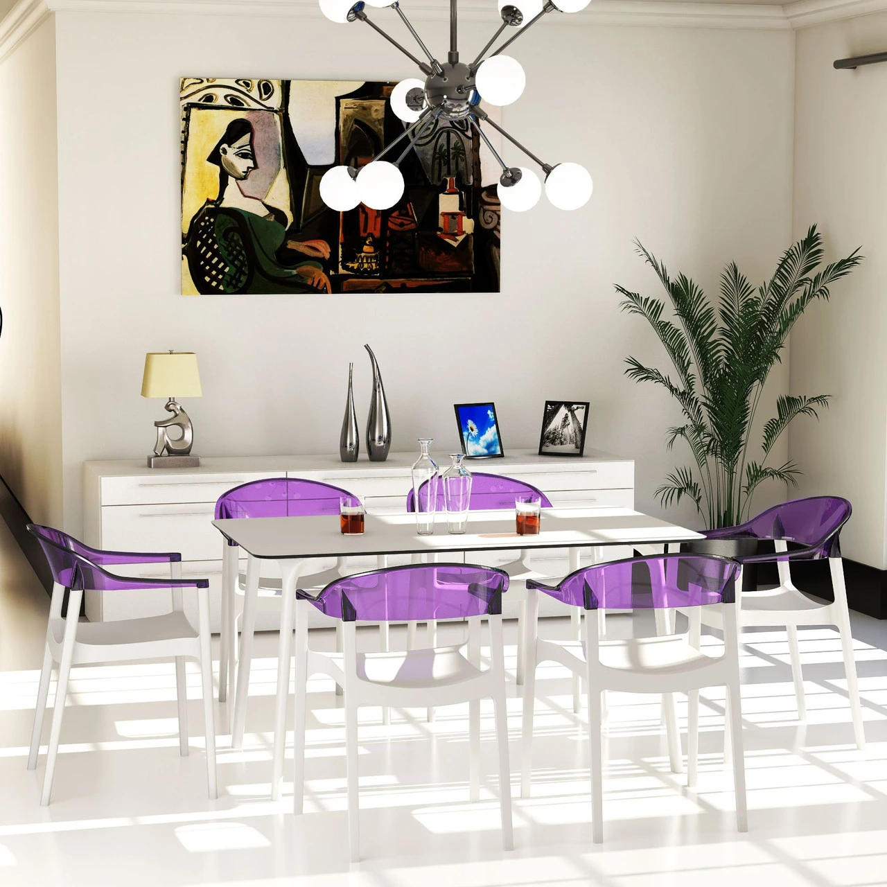 55" White Rectangular Laminated Top Outdoor Patio Dining Table 5 55" White Rectangular Laminated Top Outdoor Patio Dining Table - Image 5