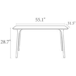 55" White Rectangular Laminated Top Outdoor Patio Dining Table 15 55" White Rectangular Laminated Top Outdoor Patio Dining Table -PatioVibe Shop dpam isp690 whi 8 67199.1688196591