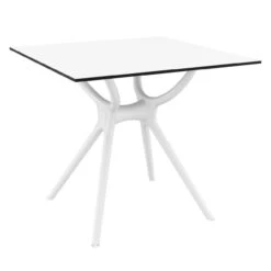 31.5" White Square Laminated Top Outdoor Patio Dining Table