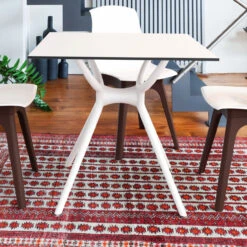 31.5" White Square Laminated Top Outdoor Patio Dining Table -PatioVibe Shop dpam isp700 whi 4 90262.1683977342