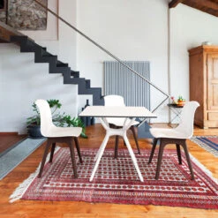 31.5" White Square Laminated Top Outdoor Patio Dining Table -PatioVibe Shop dpam isp700 whi 5 11951.1683977343