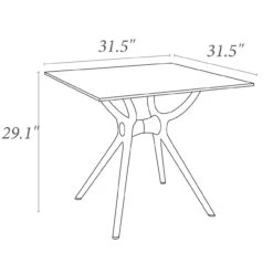 31.5" White Square Laminated Top Outdoor Patio Dining Table -PatioVibe Shop dpam isp700 whi 7 79128.1683977343