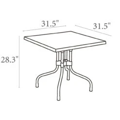 31" Red And Silver Patio Square Folding Dining Table -PatioVibe Shop dpam isp770 red 4 00375.1667531136