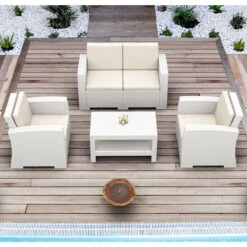 36" White Outdoor Patio Wickerlook Rectangular Coffee Table With Magazine Rack 5 36" White Outdoor Patio Wickerlook Rectangular Coffee Table With Magazine Rack -PatioVibe Shop dpam isp838 wh 2 90705.1667529583