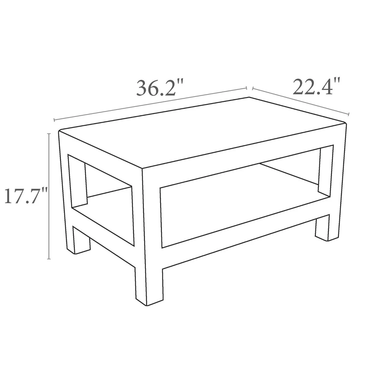 36" White Outdoor Patio Wickerlook Rectangular Coffee Table With Magazine Rack 4 36" White Outdoor Patio Wickerlook Rectangular Coffee Table With Magazine Rack - Image 4