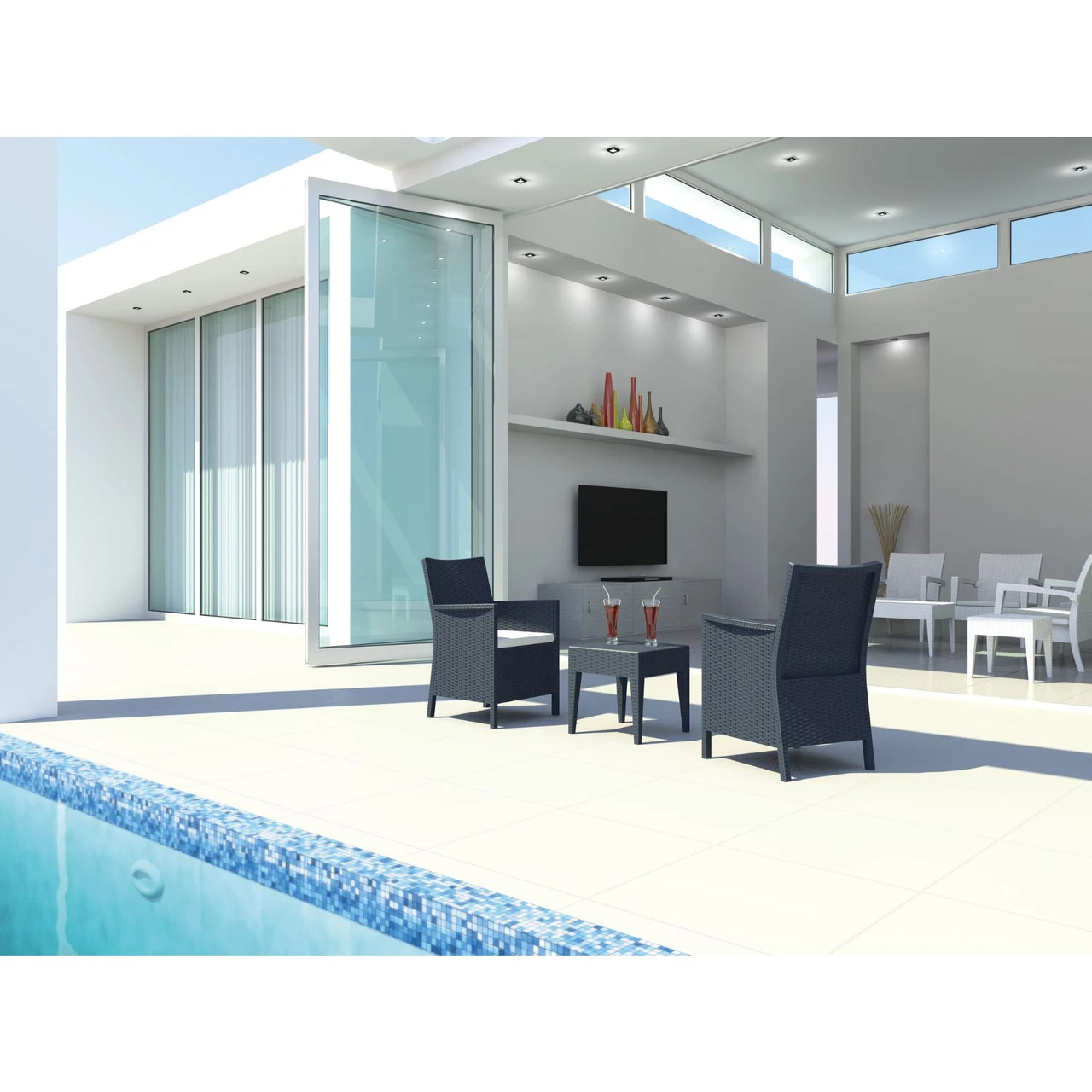 18" Gray Outdoor Patio Wickerlook Square Side Table 5 18" Gray Outdoor Patio Wickerlook Square Side Table - Image 5