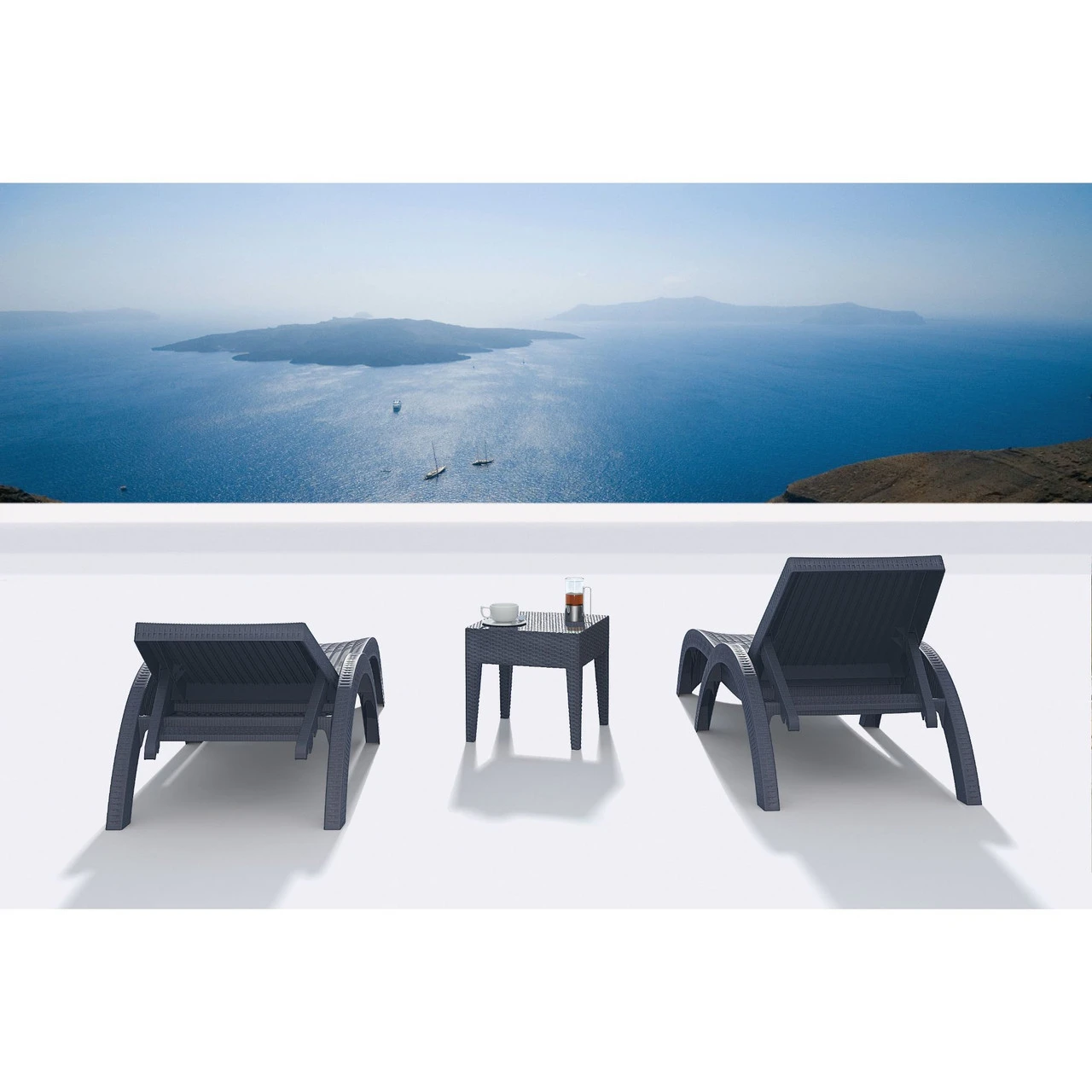 18" Gray Outdoor Patio Wickerlook Square Side Table 7 18" Gray Outdoor Patio Wickerlook Square Side Table - Image 7