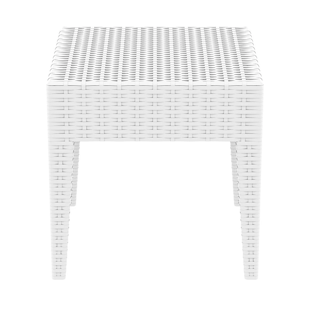 18" White Outdoor Patio Wickerlook Square Side Table 2 18" White Outdoor Patio Wickerlook Square Side Table - Image 2