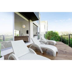 18" White Outdoor Patio Wickerlook Square Side Table 12 18" White Outdoor Patio Wickerlook Square Side Table -PatioVibe Shop dpam isp858 wh 5 52902.1667533410