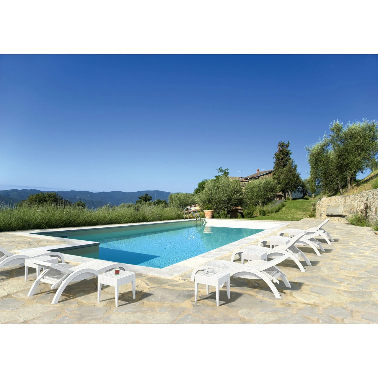 18" White Outdoor Patio Wickerlook Square Side Table 8 18" White Outdoor Patio Wickerlook Square Side Table - Image 8