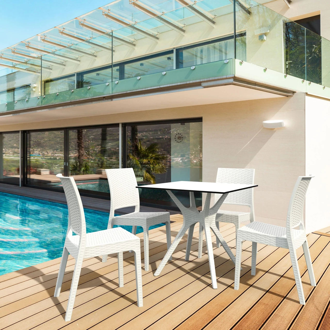 31.5" White Solid Square Patio Dining Table 5 31.5" White Solid Square Patio Dining Table - Image 5