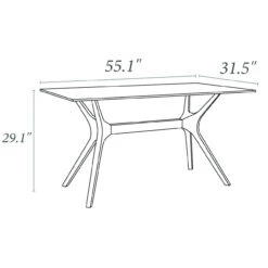 55" Brown Solid Rectangular Patio Dining Table -PatioVibe Shop dpam isp864 br 5 32895.1667542970