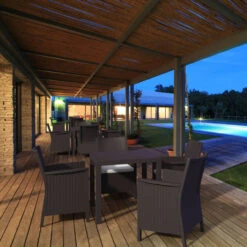 31.5" Coffee Brown Wickerlook Square Patio Dining Table -PatioVibe Shop dpam isp875 br 4 14488.1667543009