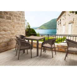31.5" Coffee Brown Wickerlook Square Patio Dining Table -PatioVibe Shop dpam isp875 br 5 31216.1667543010