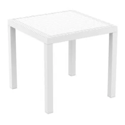 31.5" White Wickerlook Square Patio Dining Table