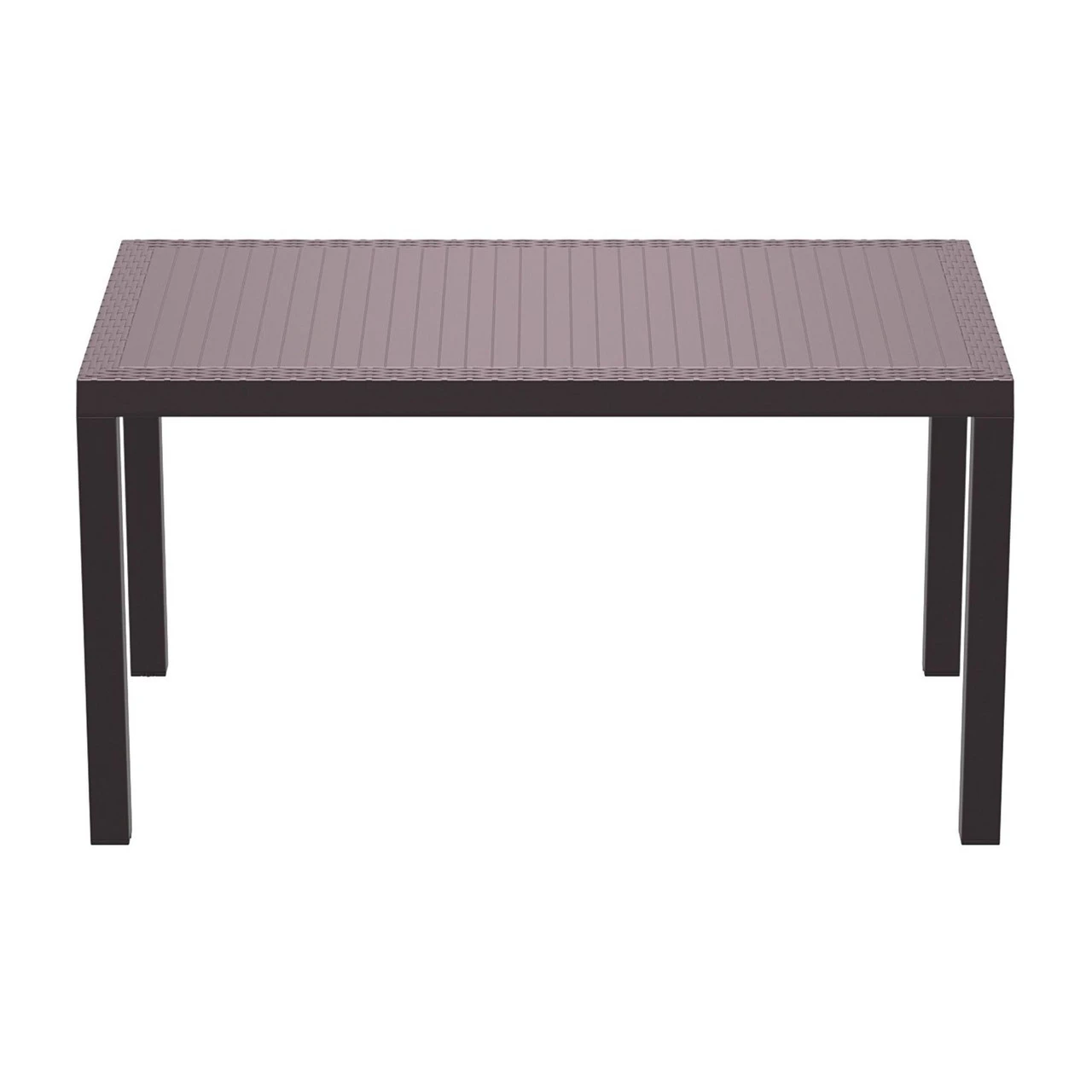 55" Coffee Brown Wickerlook Rectangular Patio Dining Table 2 55" Coffee Brown Wickerlook Rectangular Patio Dining Table - Image 2