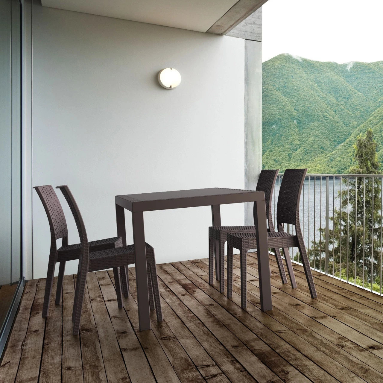 55" Coffee Brown Wickerlook Rectangular Patio Dining Table 6 55" Coffee Brown Wickerlook Rectangular Patio Dining Table - Image 6