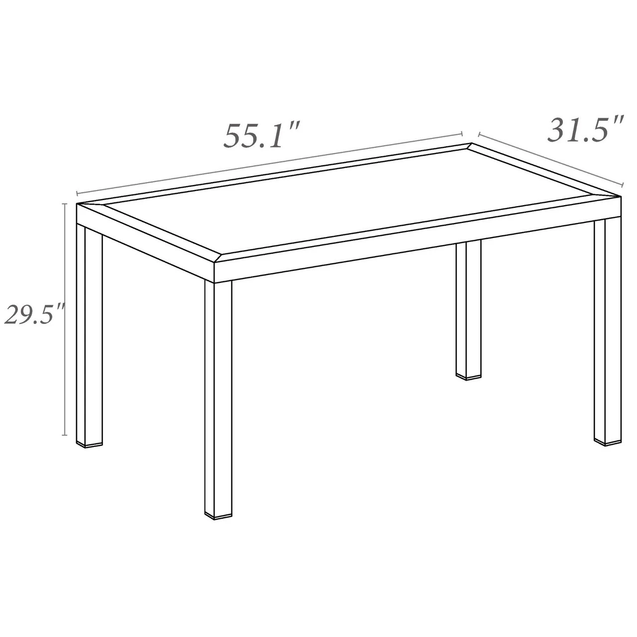 55" Coffee Brown Wickerlook Rectangular Patio Dining Table 7 55" Coffee Brown Wickerlook Rectangular Patio Dining Table - Image 7