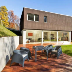 55" Gray Wickerlook Rectangular Patio Dining Table -PatioVibe Shop dpam isp878 dg 7 99520.1667531556