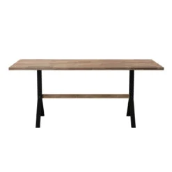 5.75' Brown And Black Rectangular Home Furniture And Collections Standlake Slatted Outdoor Dining Table