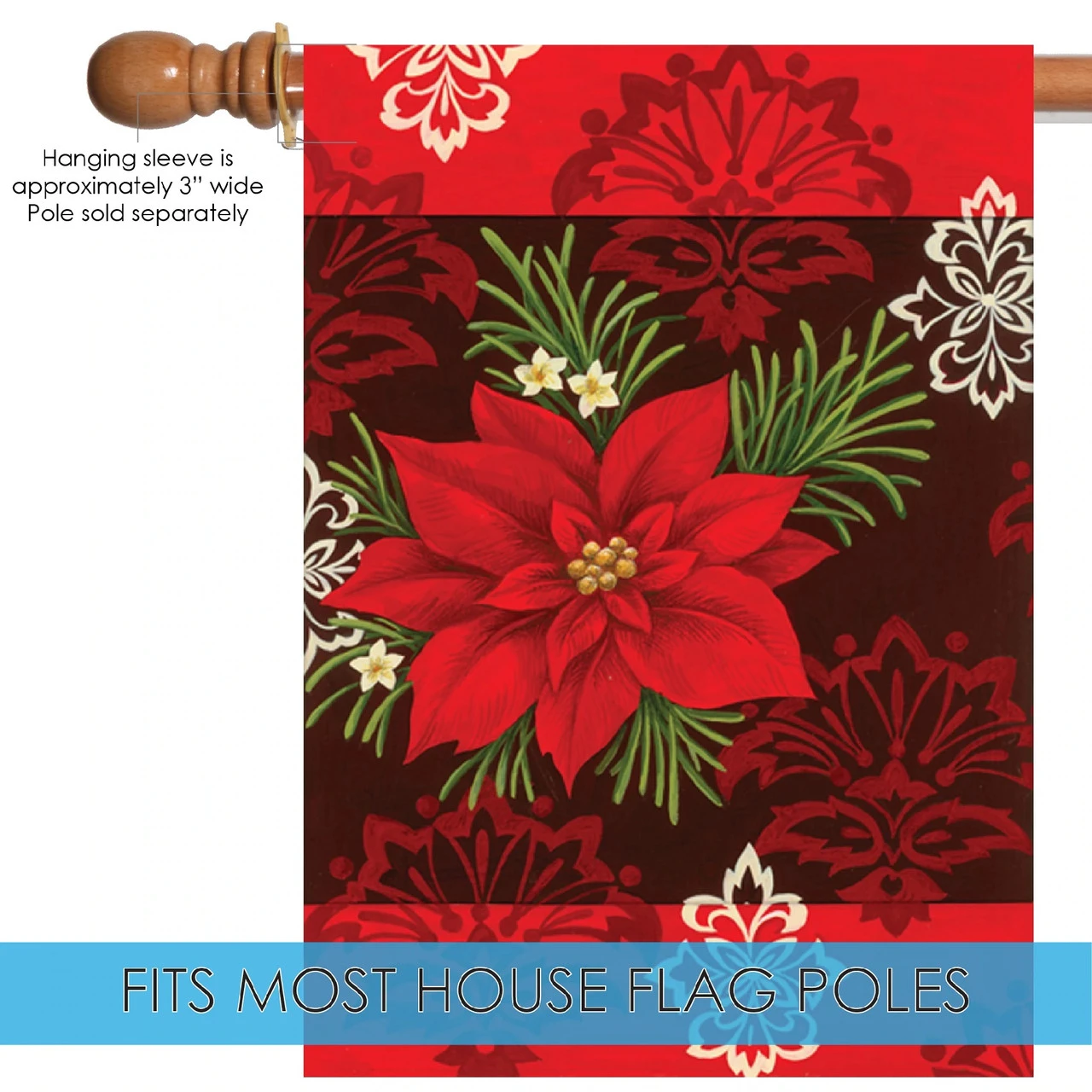Damask Pattern With Flower Outdoor House Flag 40" X 28" 5 Damask Pattern With Flower Outdoor House Flag 40" X 28" - Image 5