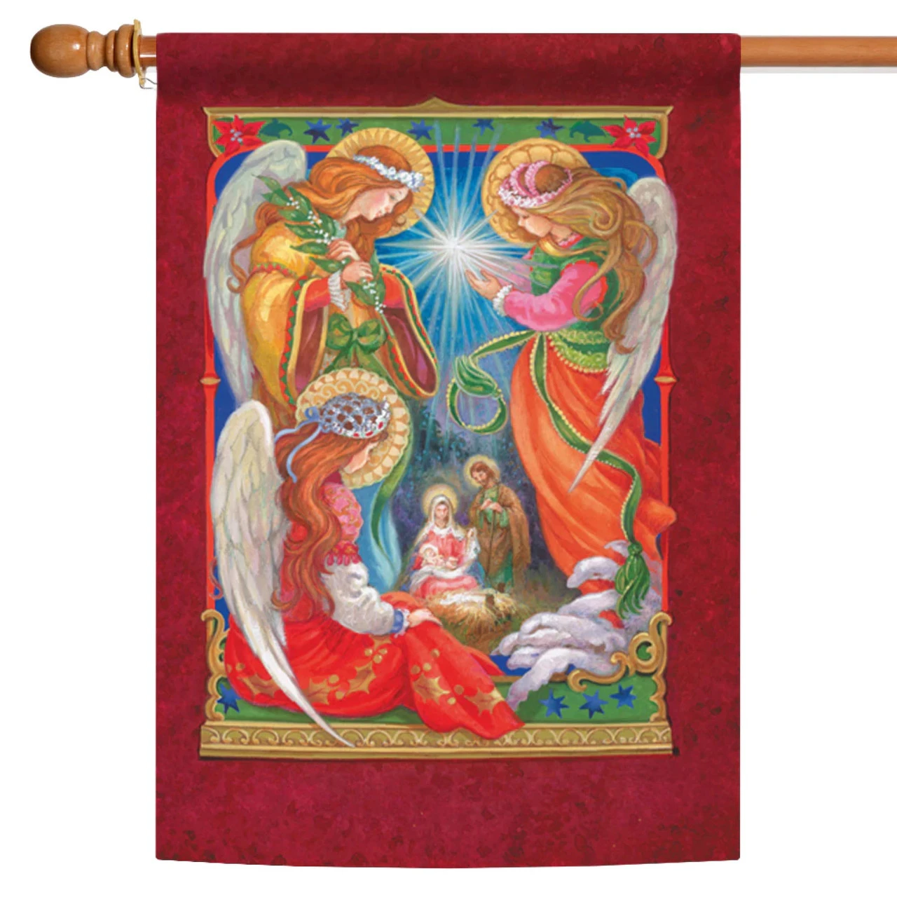 Christmas Brightly Shining Outdoor House Flag 40" X 28" 1 Christmas Brightly Shining Outdoor House Flag 40" X 28"