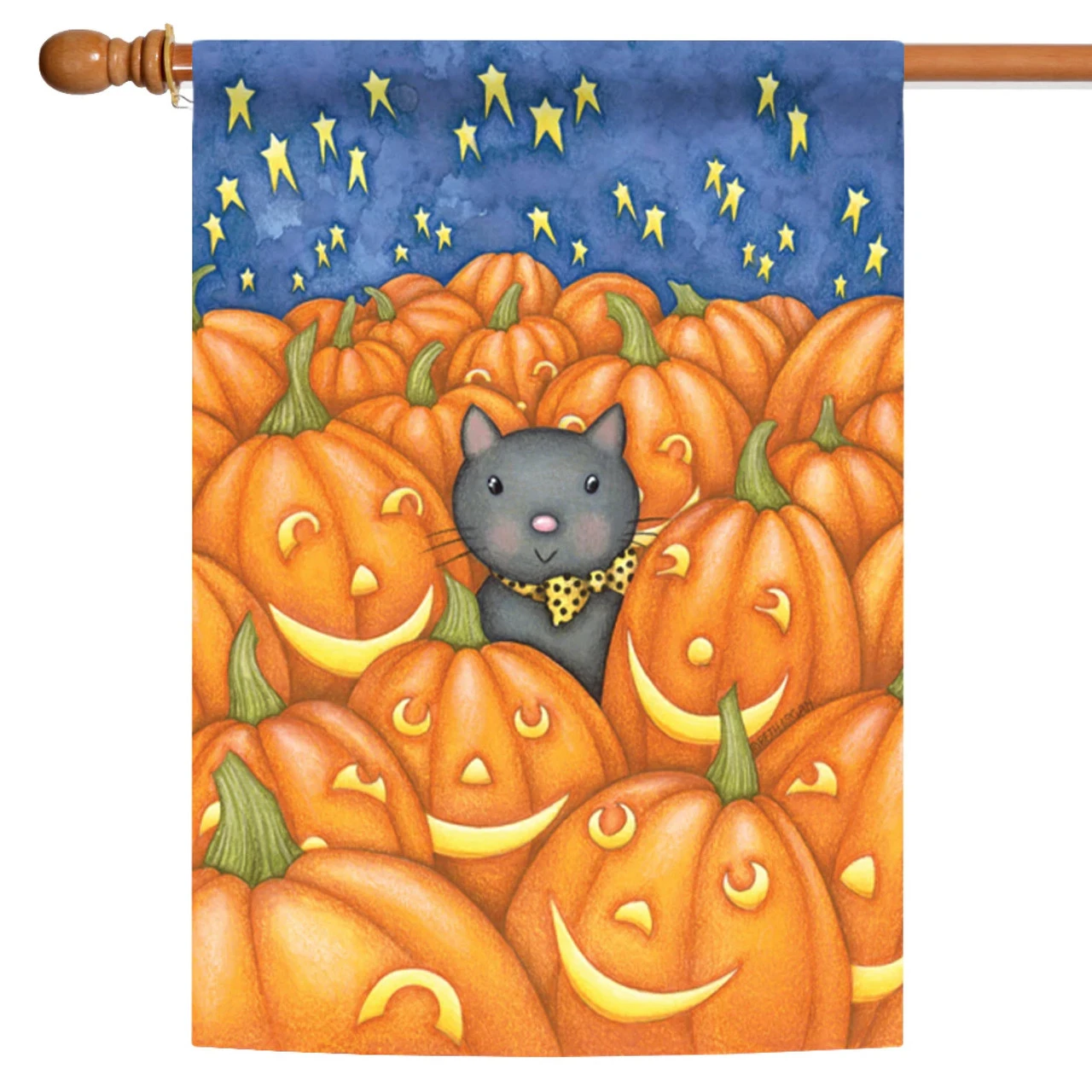 Peekaboo Cat With Pumpkin Outdoor House Flag 40" X 28" 1 Peekaboo Cat With Pumpkin Outdoor House Flag 40" X 28"