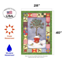 Holly Topiary Christmas Quilt Bird Tree Outdoor House Flag 40" X 28" 7 Holly Topiary Christmas Quilt Bird Tree Outdoor House Flag 40" X 28" -PatioVibe Shop dtol100585 3 59582.1682375397
