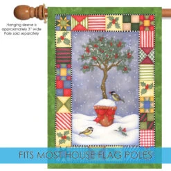 Holly Topiary Christmas Quilt Bird Tree Outdoor House Flag 40" X 28" 9 Holly Topiary Christmas Quilt Bird Tree Outdoor House Flag 40" X 28" -PatioVibe Shop dtol100585 5 03940.1682375397