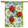 Flowers And Ladybugs Outdoor House Flag 40" X 28"