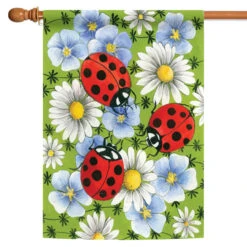 Flowers And Ladybugs Outdoor House Flag 40" X 28"
