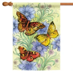 Flowers And Butterflies Outdoor House Flag 40" X 28"