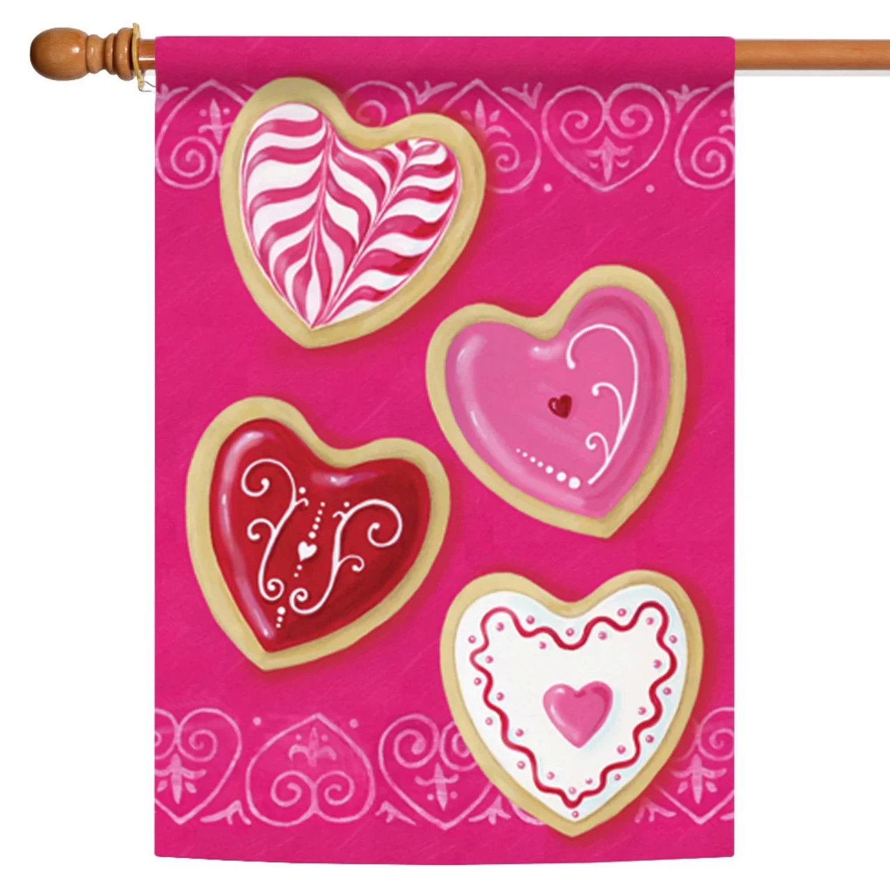 Heart Cookies Outdoor House Flag 40" X 28" 1 Heart Cookies Outdoor House Flag 40" X 28"