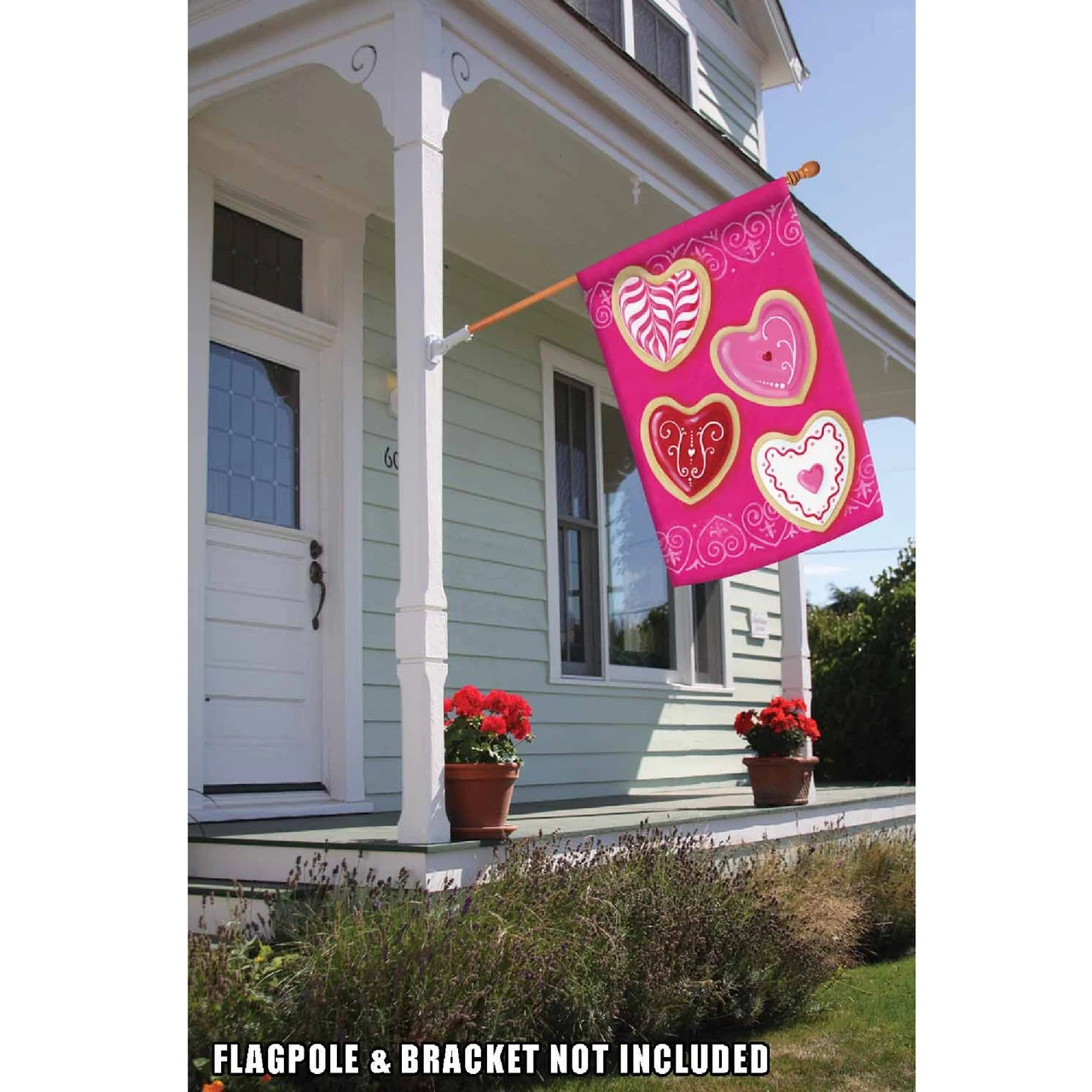 Heart Cookies Outdoor House Flag 40" X 28" 2 Heart Cookies Outdoor House Flag 40" X 28" - Image 2