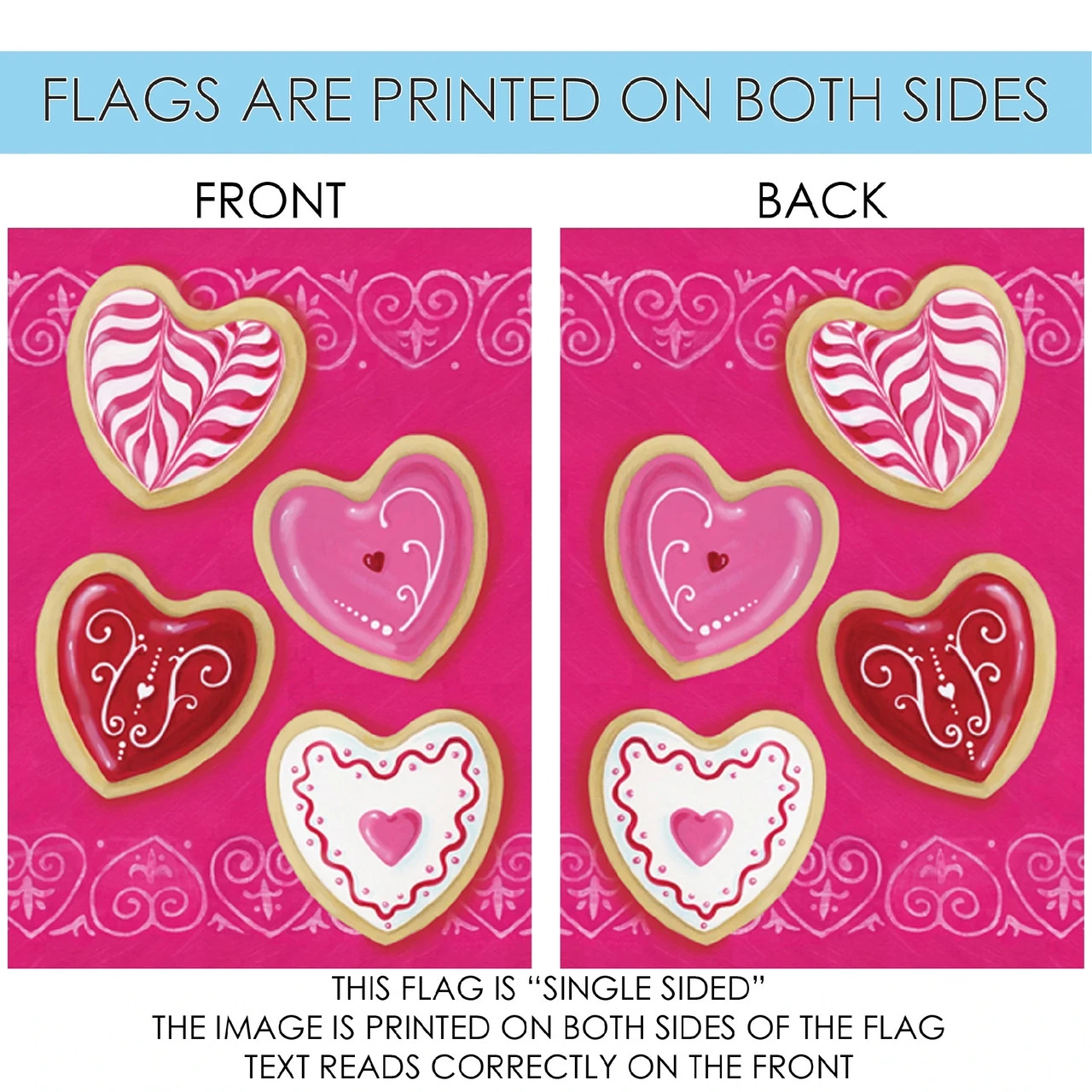 Heart Cookies Outdoor House Flag 40" X 28" 4 Heart Cookies Outdoor House Flag 40" X 28" - Image 4
