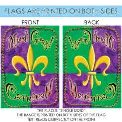 Fleur De Lis 'Mardi Gras Carnival' Outdoor House Flag 40" X 28" -PatioVibe Shop dtol101159 4 54456.1682375327
