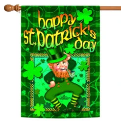 Happy Leprechaun St. Patrick's Day Outdoor House Flag 40" X 28"