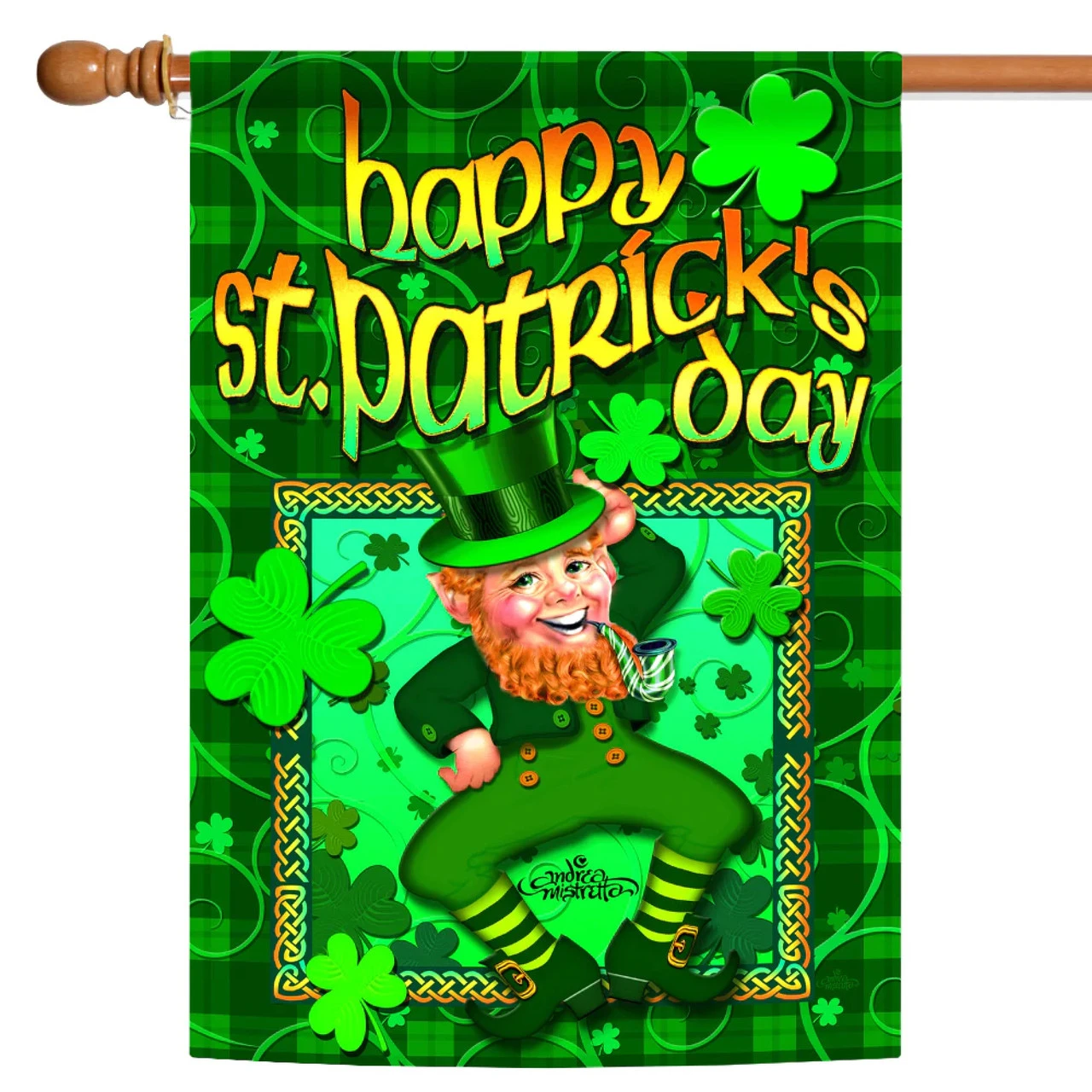 Happy Leprechaun St. Patrick's Day Outdoor House Flag 40" X 28" 1 Happy Leprechaun St. Patrick's Day Outdoor House Flag 40" X 28"