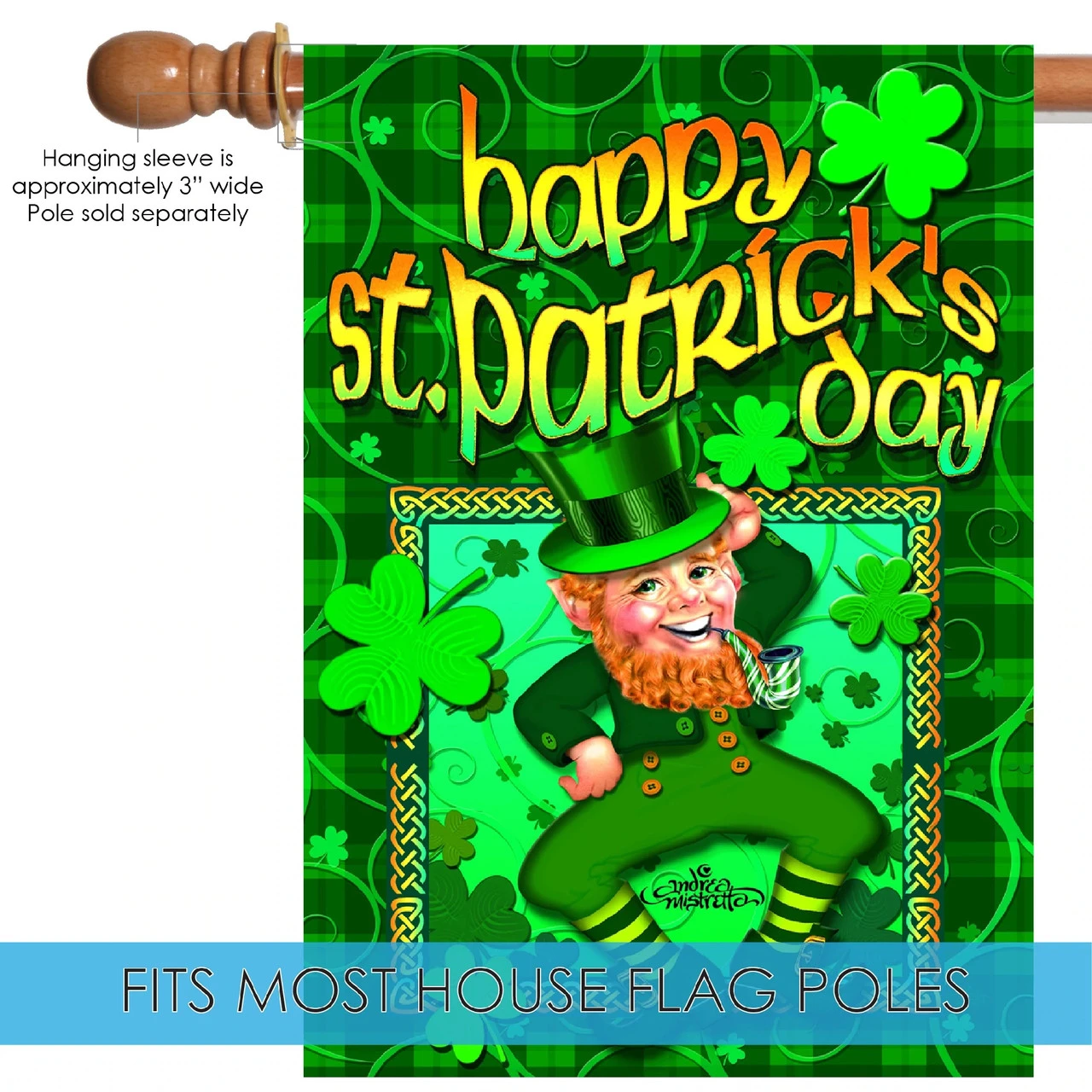 Happy Leprechaun St. Patrick's Day Outdoor House Flag 40" X 28" 5 Happy Leprechaun St. Patrick's Day Outdoor House Flag 40" X 28" - Image 5