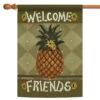 Pineapple And Flowers 'Welcome Friends' Outdoor House Flag 40" X 28"