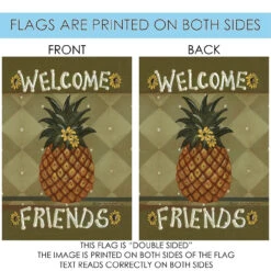 Pineapple And Flowers 'Welcome Friends' Outdoor House Flag 40" X 28" 8 Pineapple And Flowers 'Welcome Friends' Outdoor House Flag 40" X 28" -PatioVibe Shop dtol102134 4 19199.1682374478