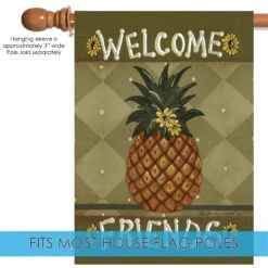 Pineapple And Flowers 'Welcome Friends' Outdoor House Flag 40" X 28" 9 Pineapple And Flowers 'Welcome Friends' Outdoor House Flag 40" X 28" -PatioVibe Shop dtol102134 5 55296.1682374478