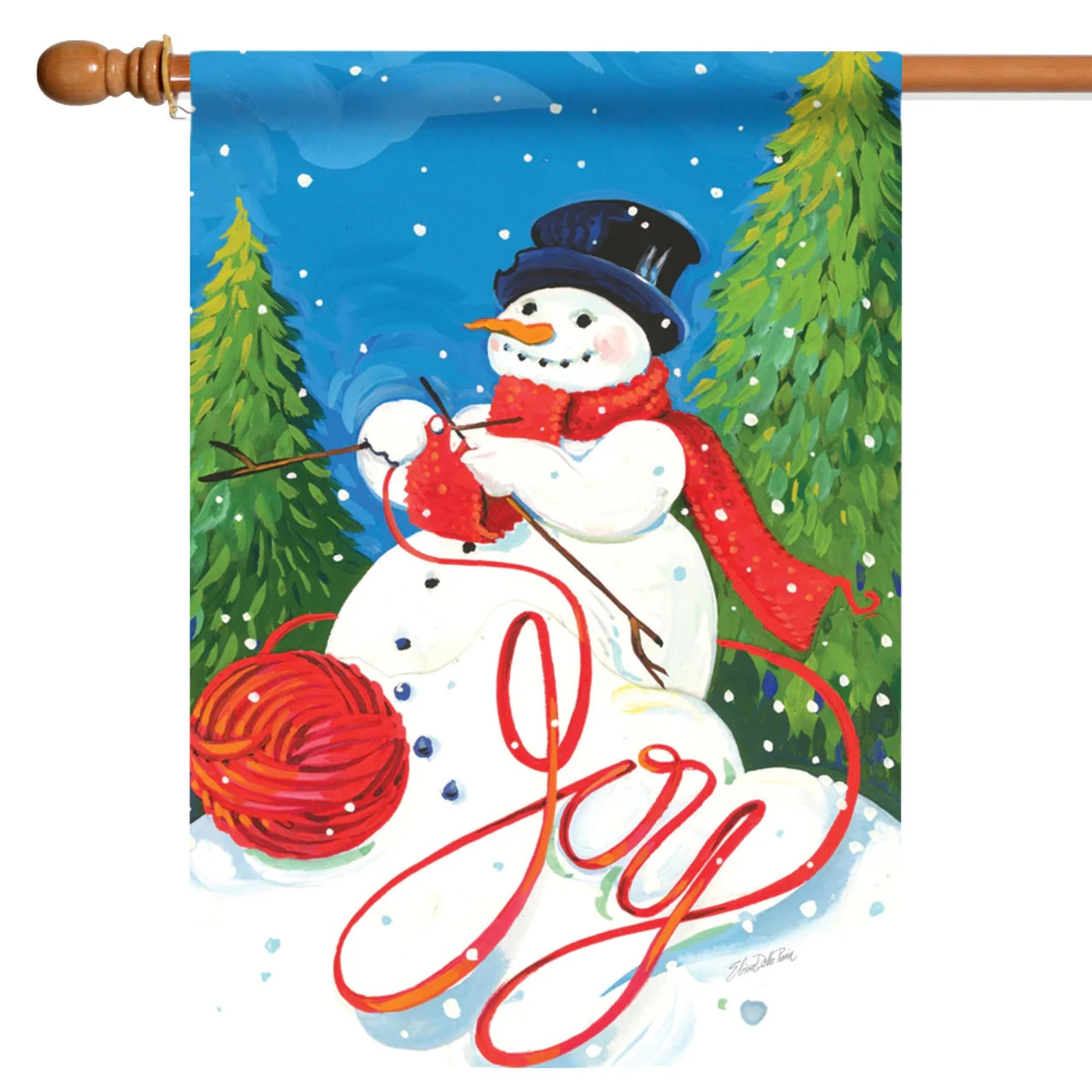 Knitting Christmas Snowman Outdoor House Flag 40" X 28" 1 Knitting Christmas Snowman Outdoor House Flag 40" X 28"
