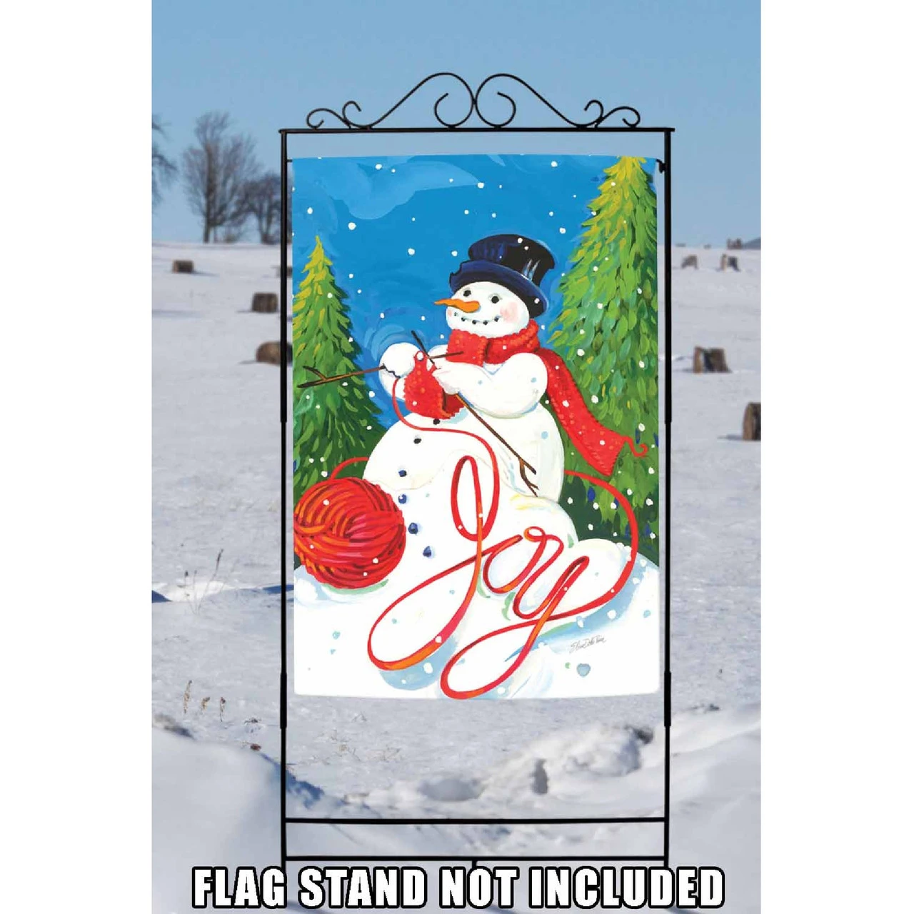 Knitting Christmas Snowman Outdoor House Flag 40" X 28" 2 Knitting Christmas Snowman Outdoor House Flag 40" X 28" - Image 2