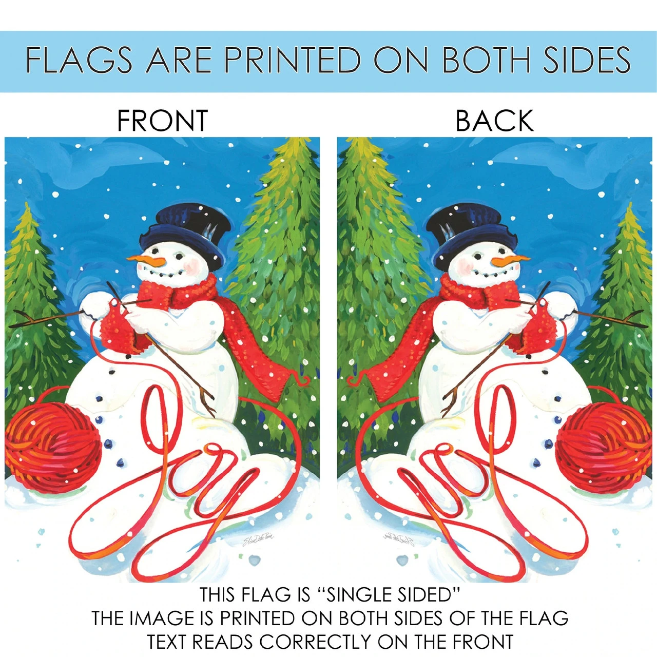 Knitting Christmas Snowman Outdoor House Flag 40" X 28" 4 Knitting Christmas Snowman Outdoor House Flag 40" X 28" - Image 4